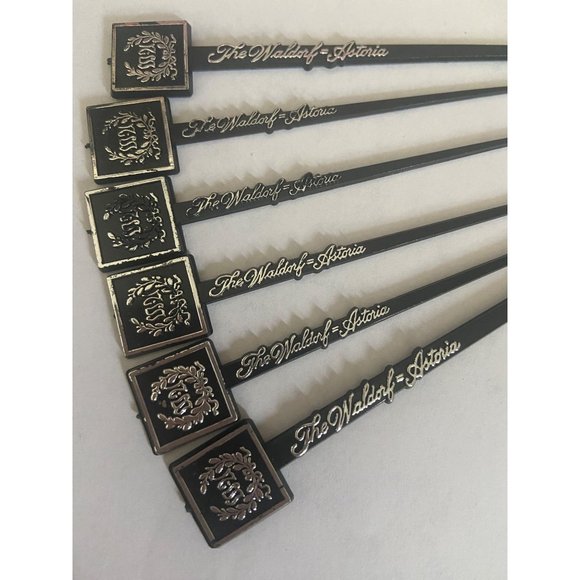 The Waldorf Astoria Lot of 2 Long And 4 Short Vintage Swizzle Stick Lot - Picture 4 of 6
